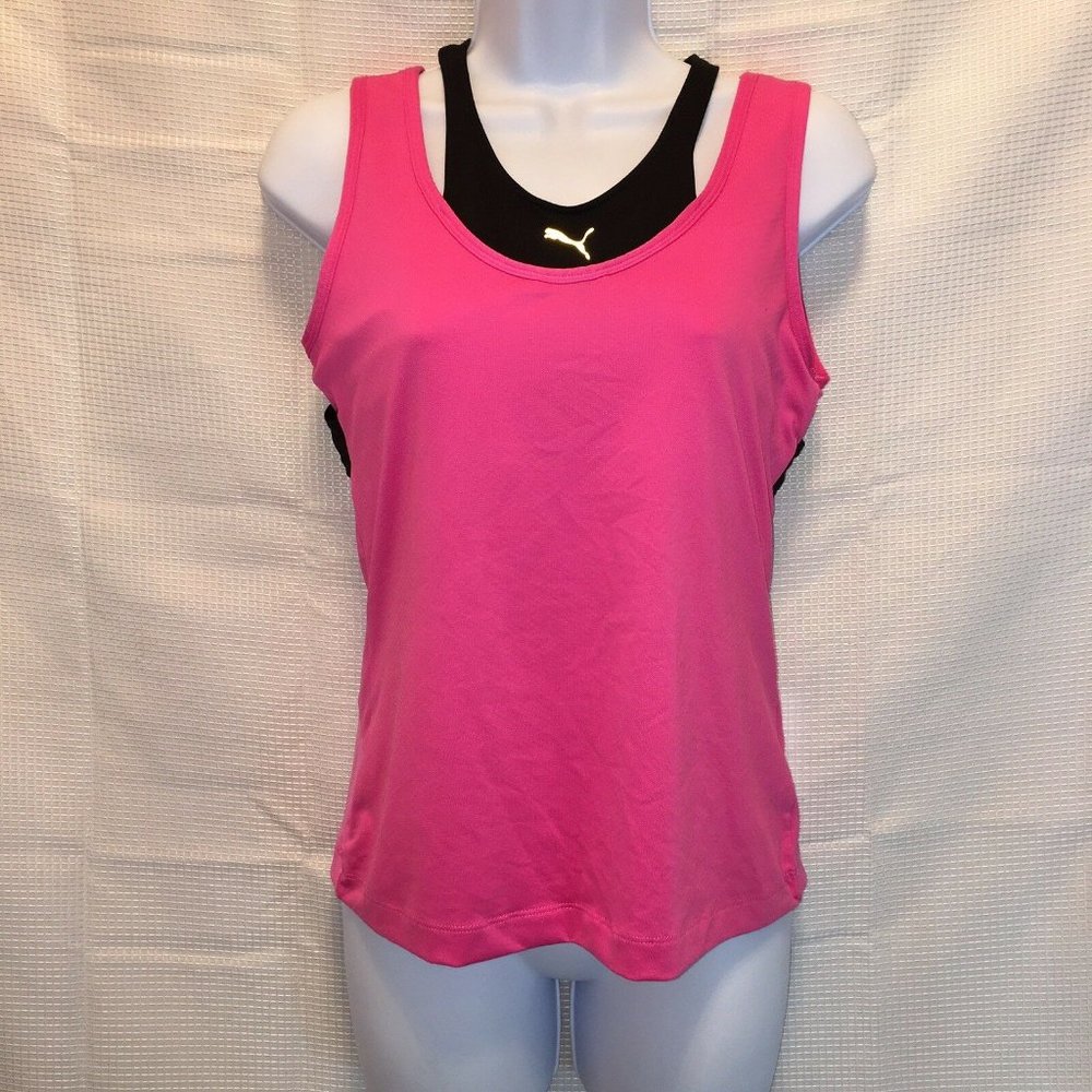 Puma womans pink sports top built in bra built in